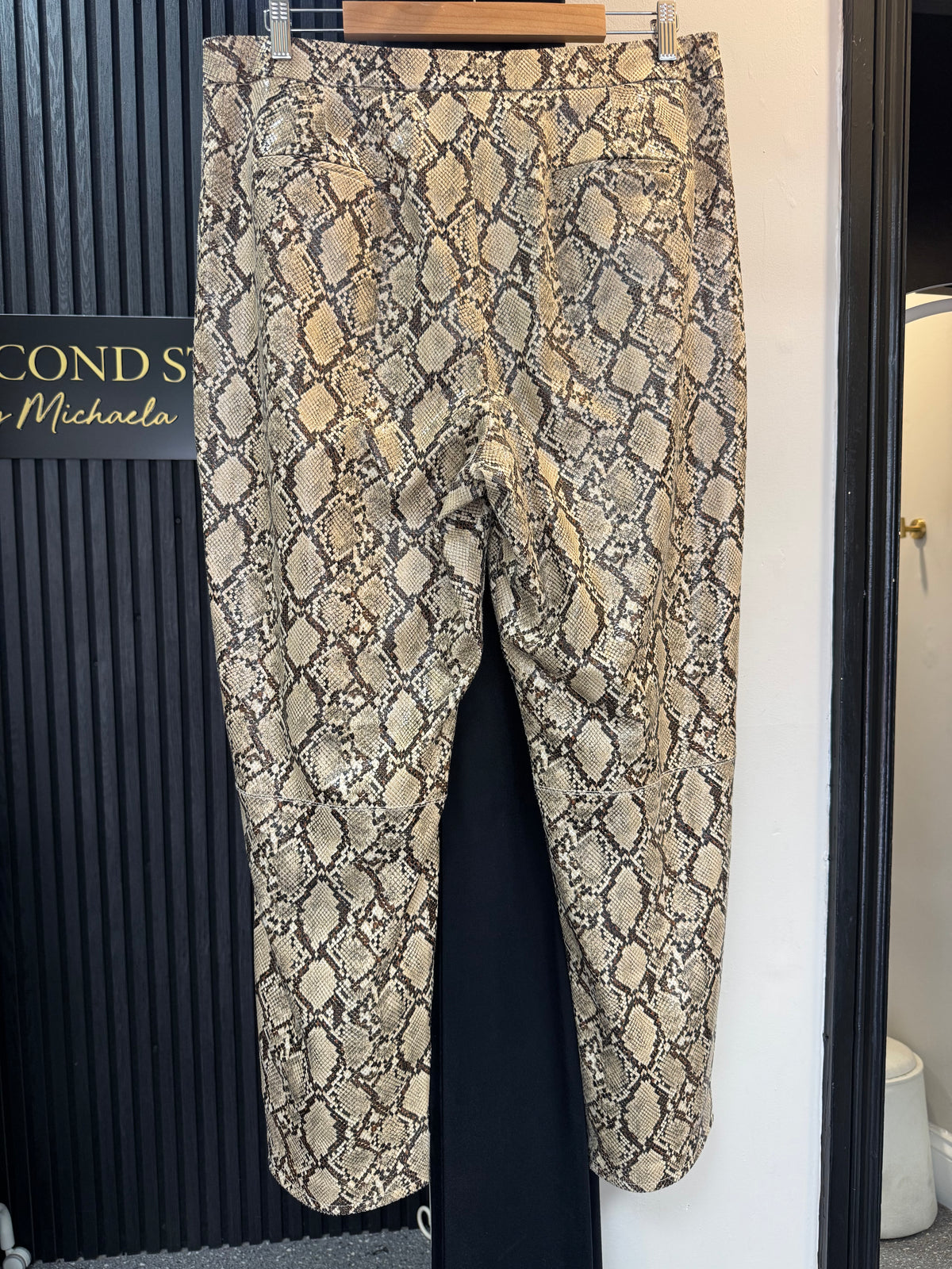 Biba Snake Print Faux Leather Trousers Size 16