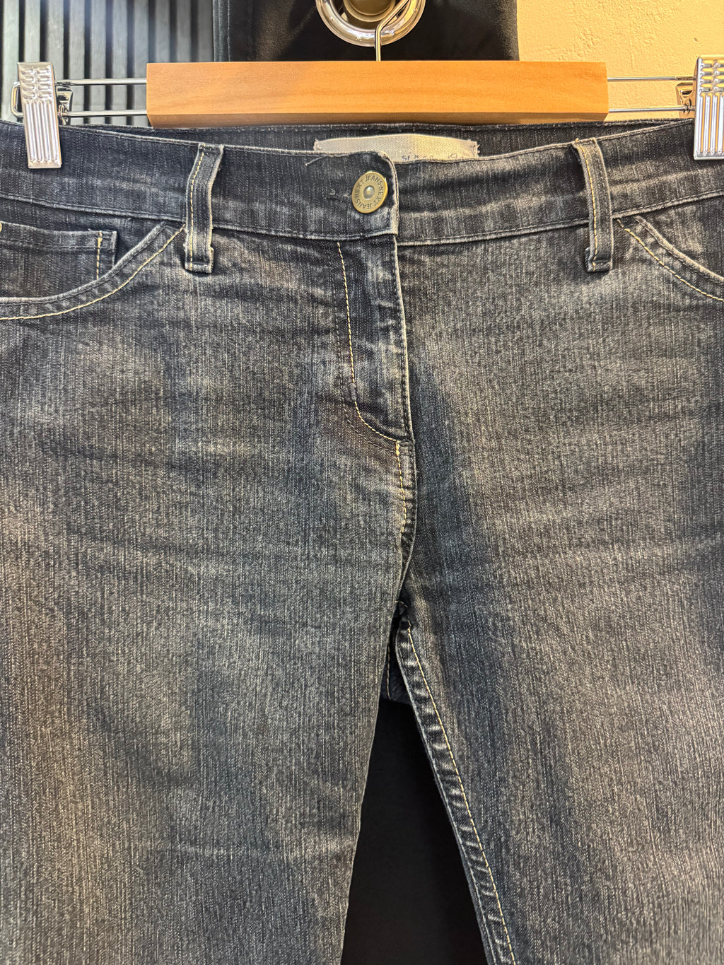 Vintage Y2K Next Dark Wash Embroidered Capri Jeans Size 12