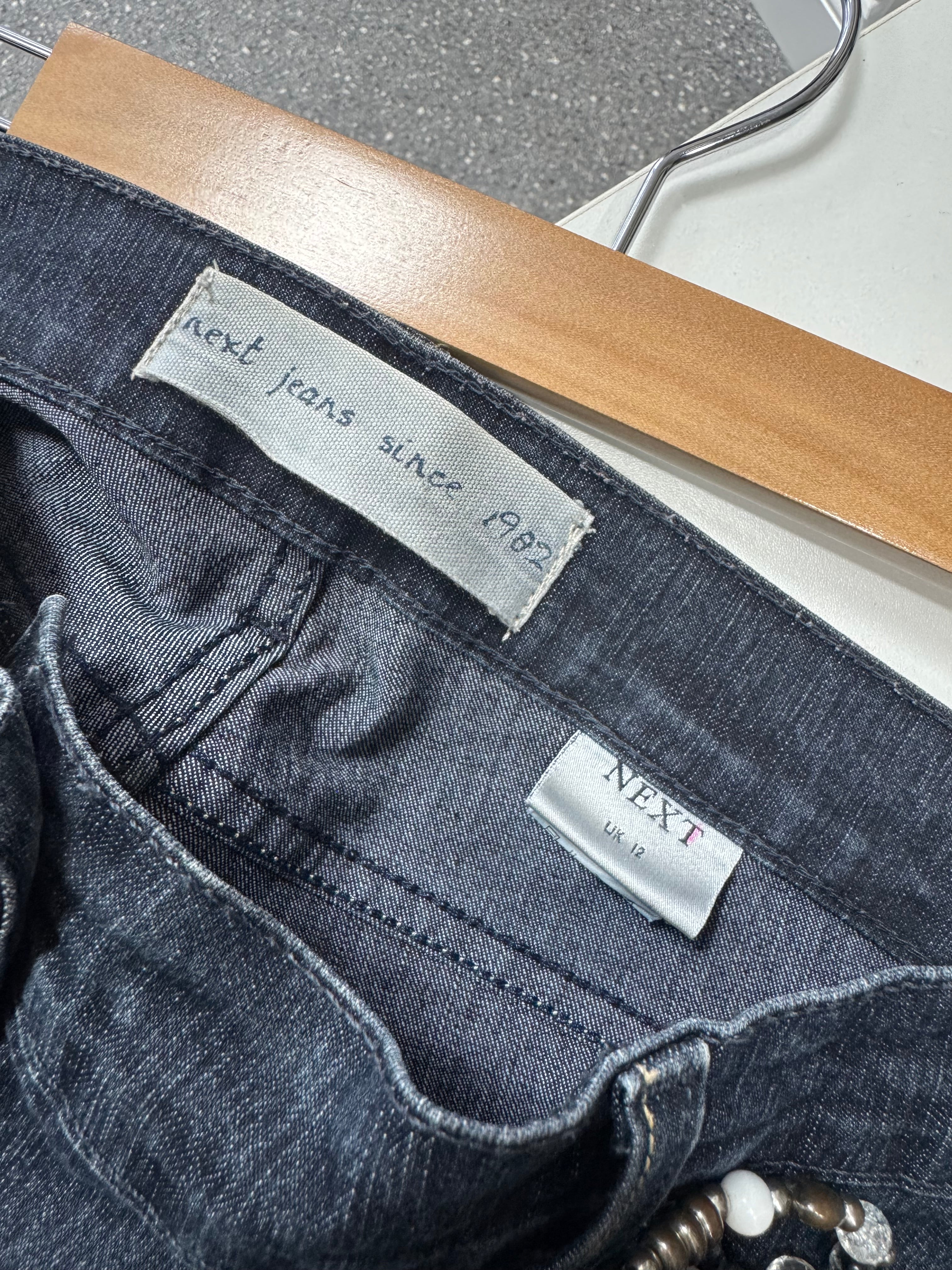 Vintage Y2K Next Dark Wash Embroidered Capri Jeans Size 12