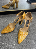 Vintage Stuart Weitzman x Russell & Bromley Mustard Snakeskin Heels Size 4