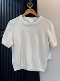 H&M Cream Short Sleeve Knitted Top Size M