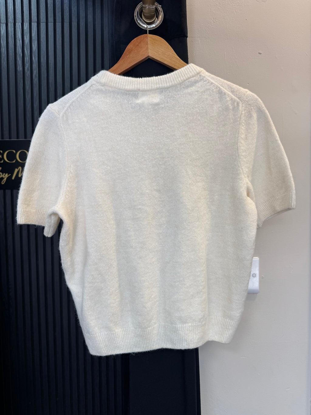 H&M Cream Short Sleeve Knitted Top Size M