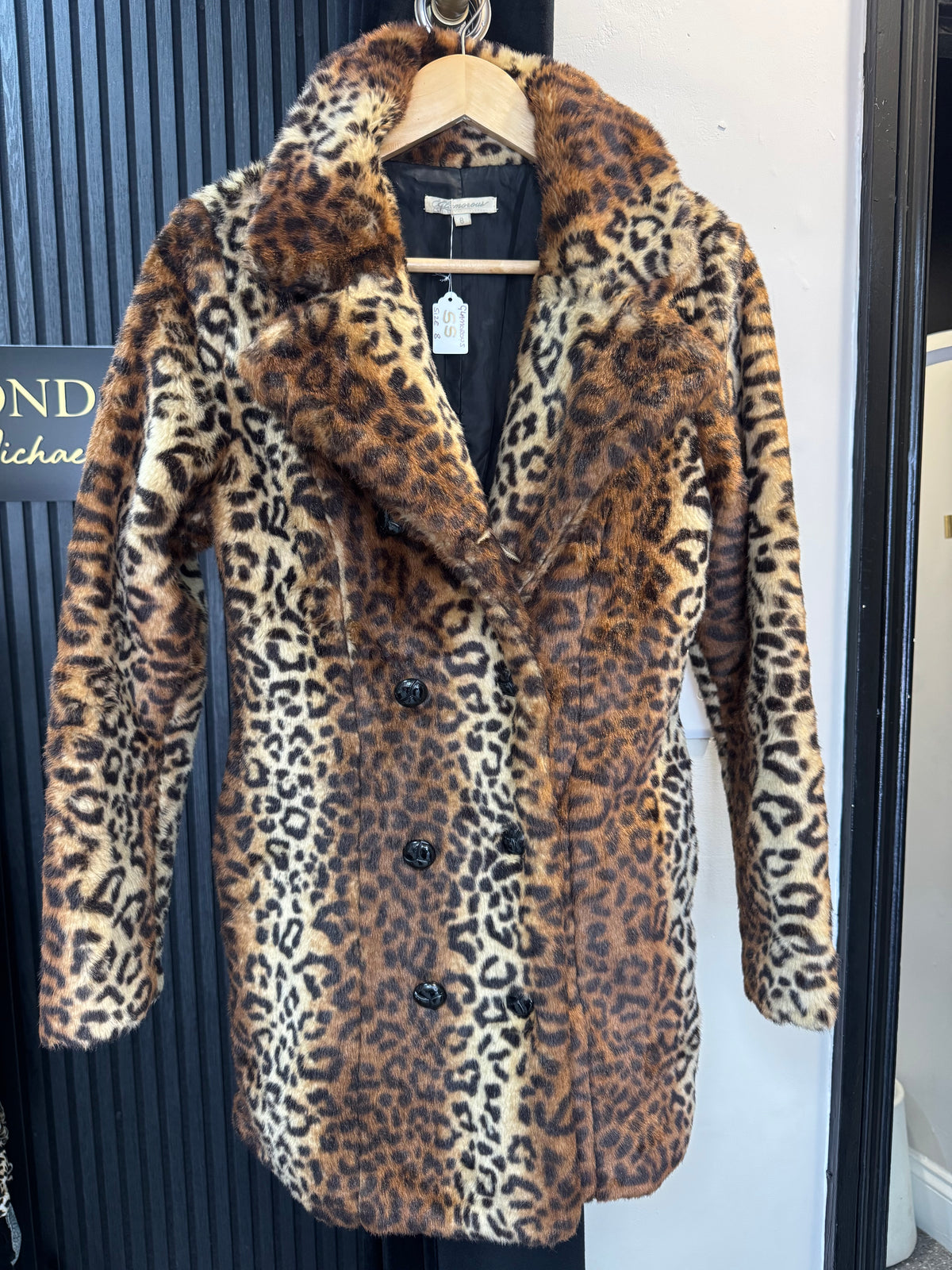 Glamorous Leopard Print Faux Fur Coat – Size 8