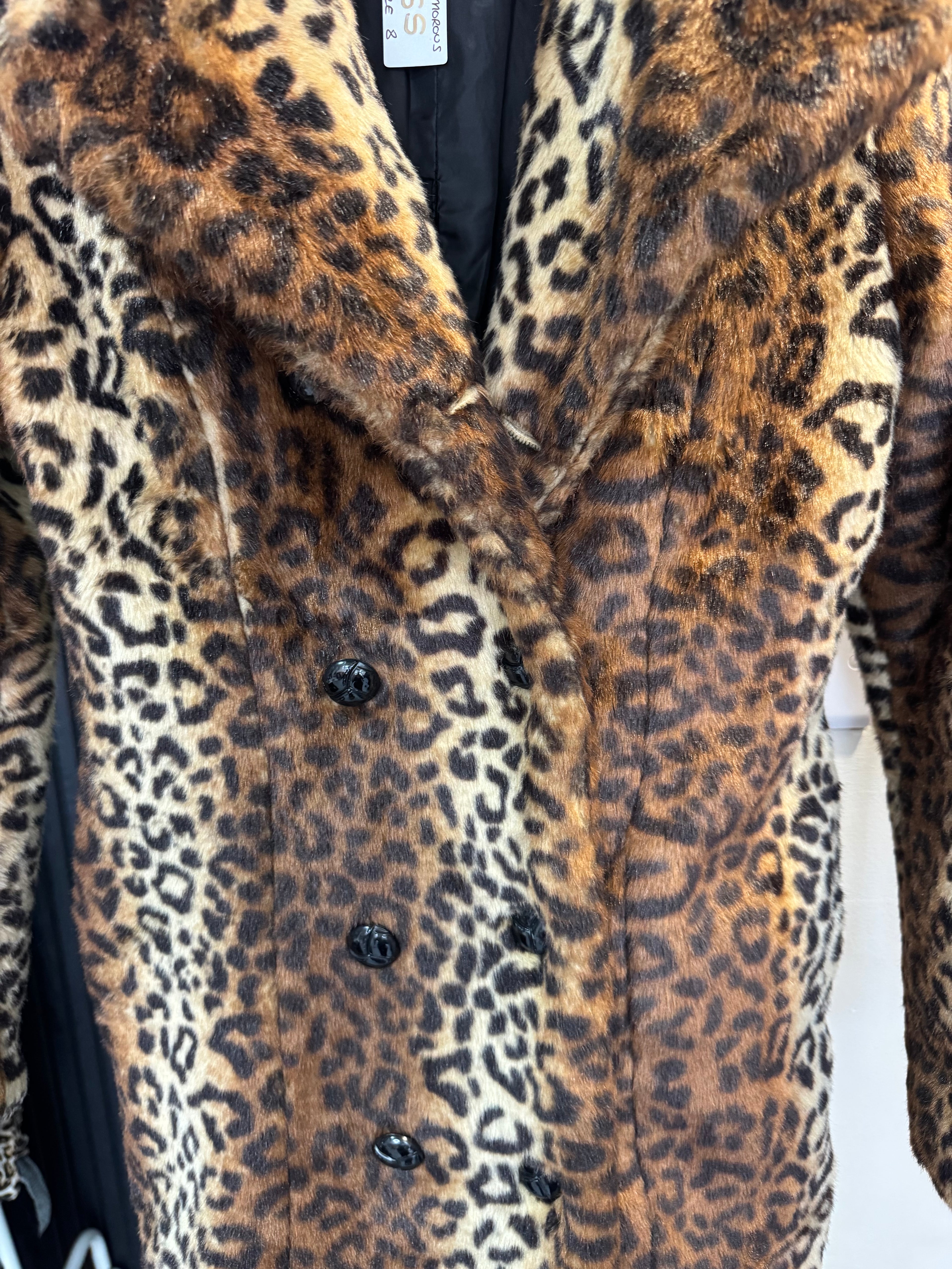 Glamorous Leopard Print Faux Fur Coat – Size 8