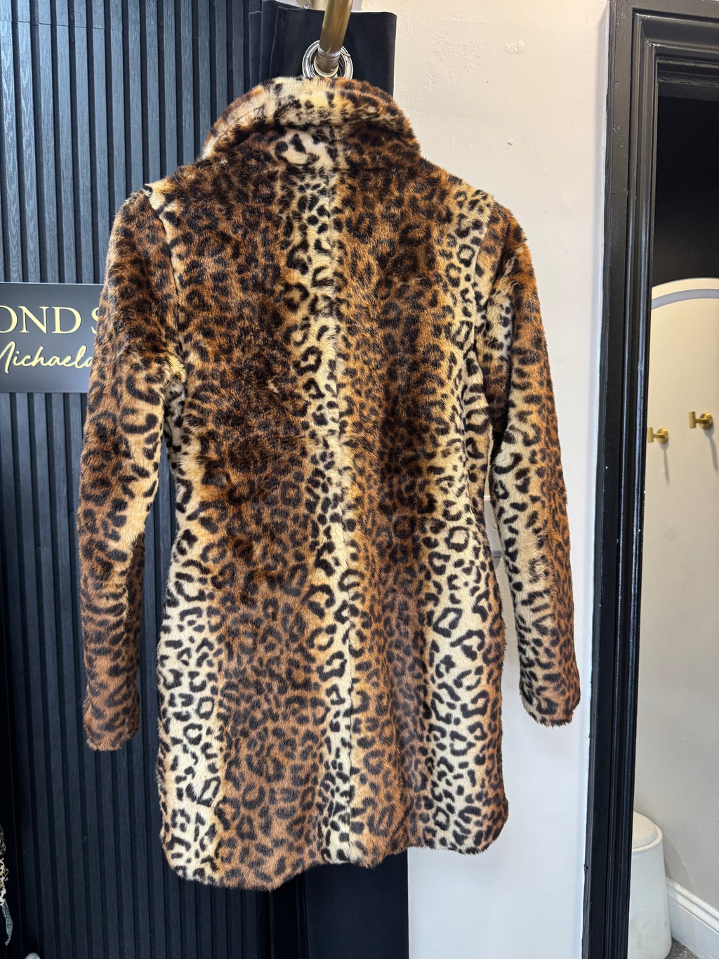 Glamorous Leopard Print Faux Fur Coat – Size 8