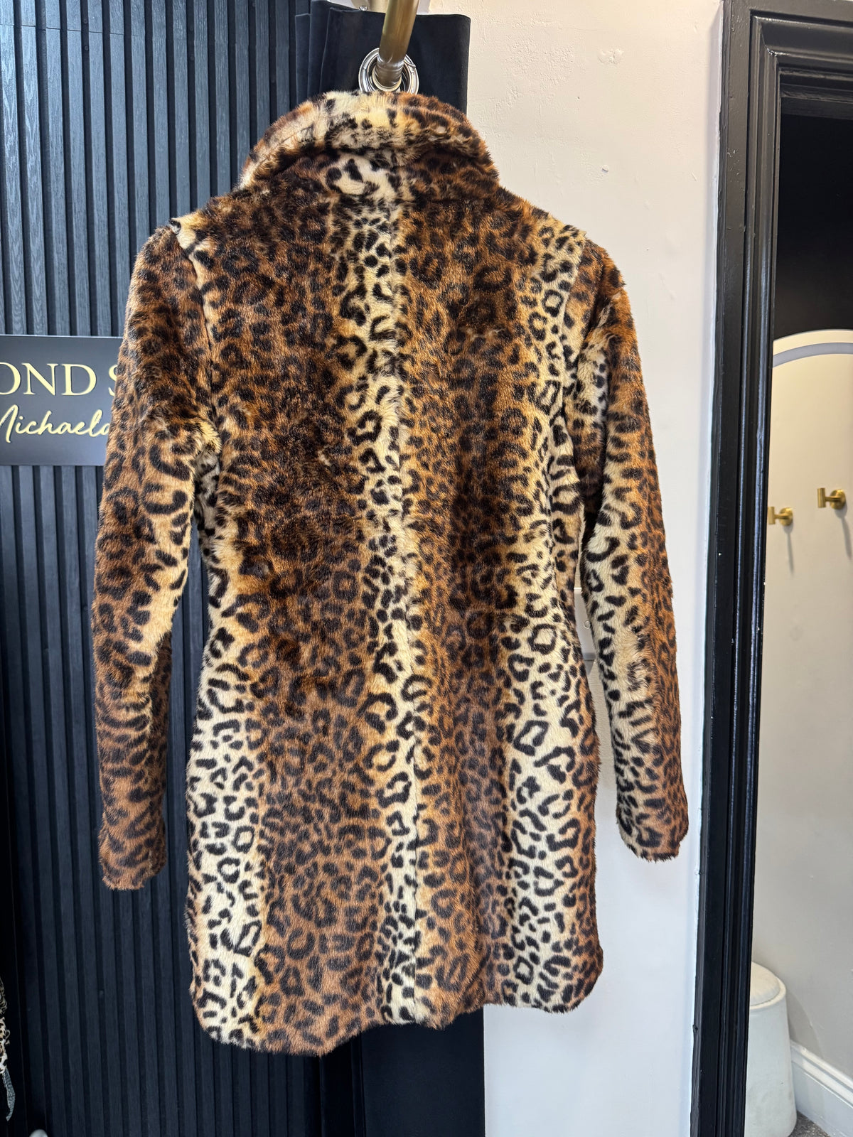 Glamorous Leopard Print Faux Fur Coat – Size 8