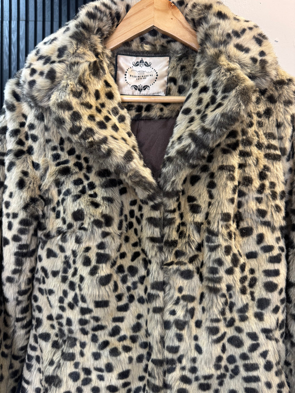 Vintage New Look Leopard Print Faux Fur Coat – Size 10