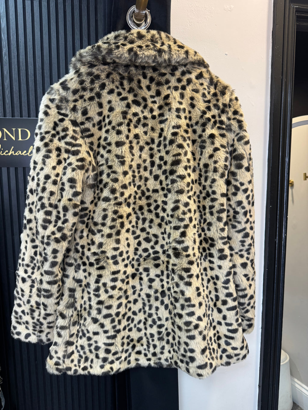 Vintage New Look Leopard Print Faux Fur Coat – Size 10