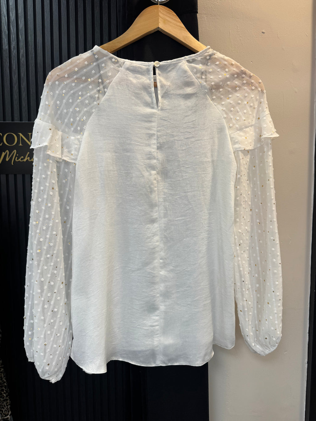 Marina Kaneva London White Ruffle Sleeve Blouse – Size 10 NWT