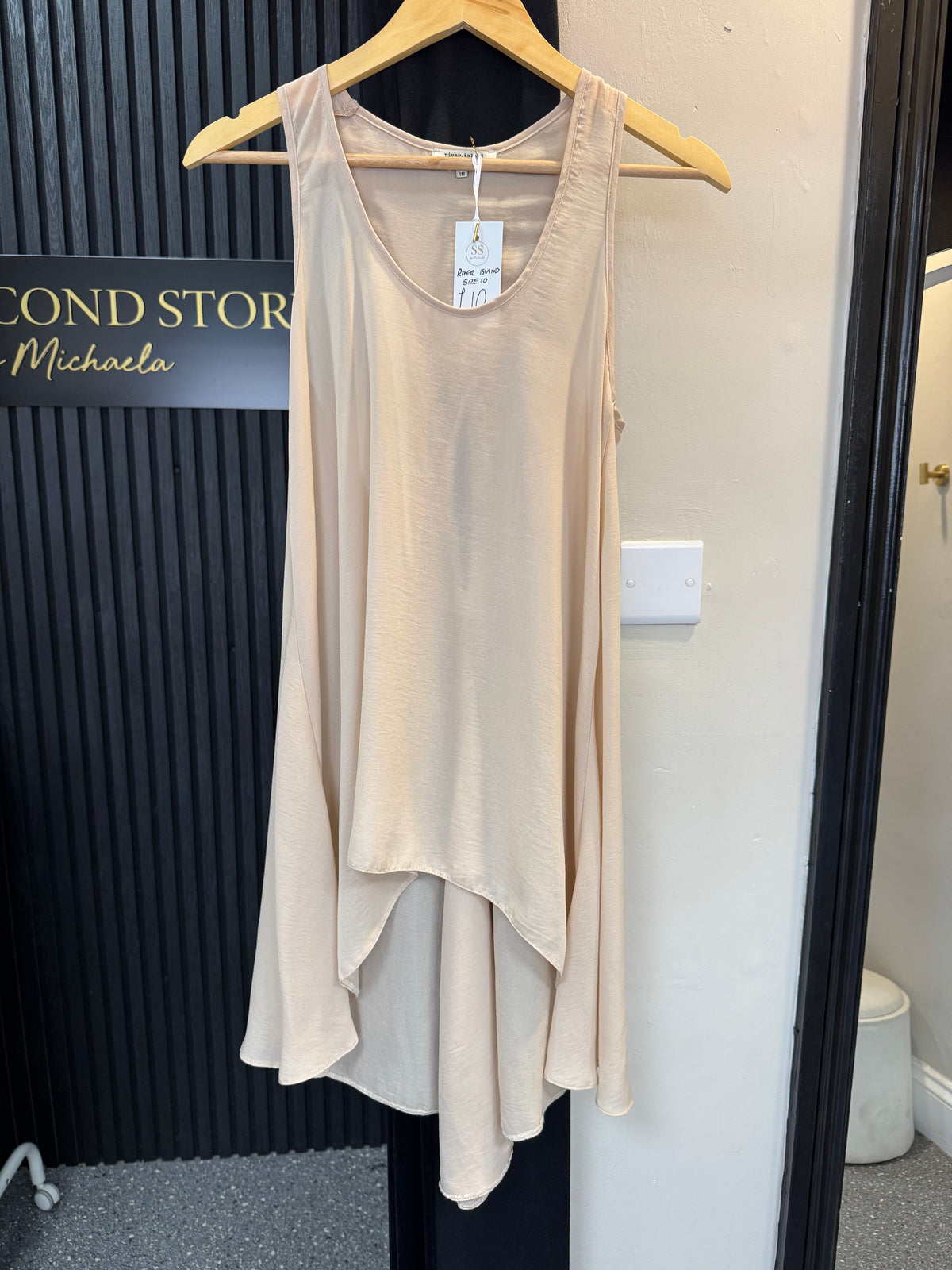 River Island Cream Layered Drape Sleeveless Top Size 10