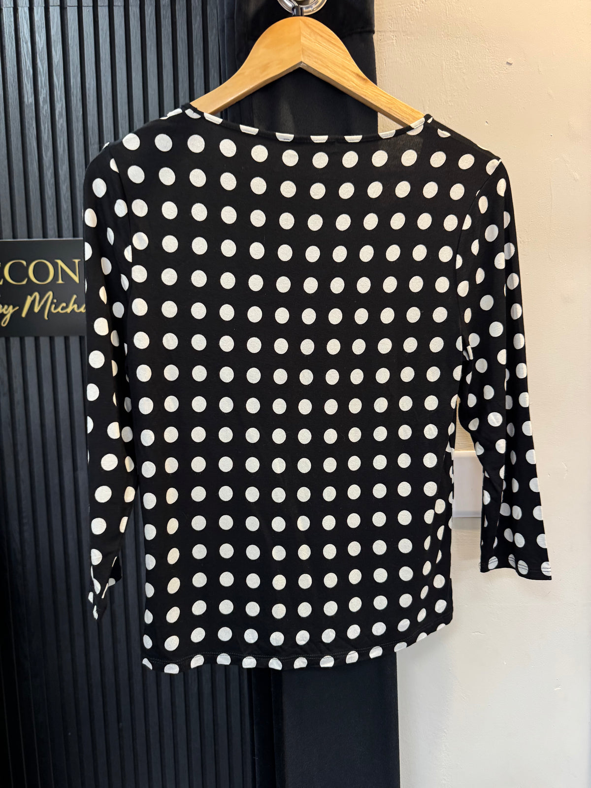 Precis Black & White Polka Dot Long Sleeve Top Size M