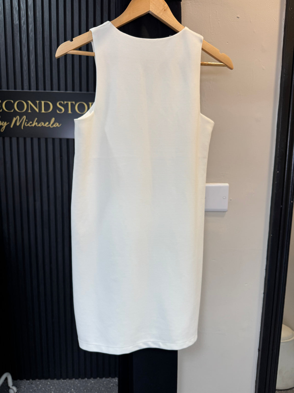 Mango Suit Collection White Textured Shift Dress Size XS