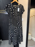 Dorothy Perkins Black & White Polka Dot Midi Dress Size 10