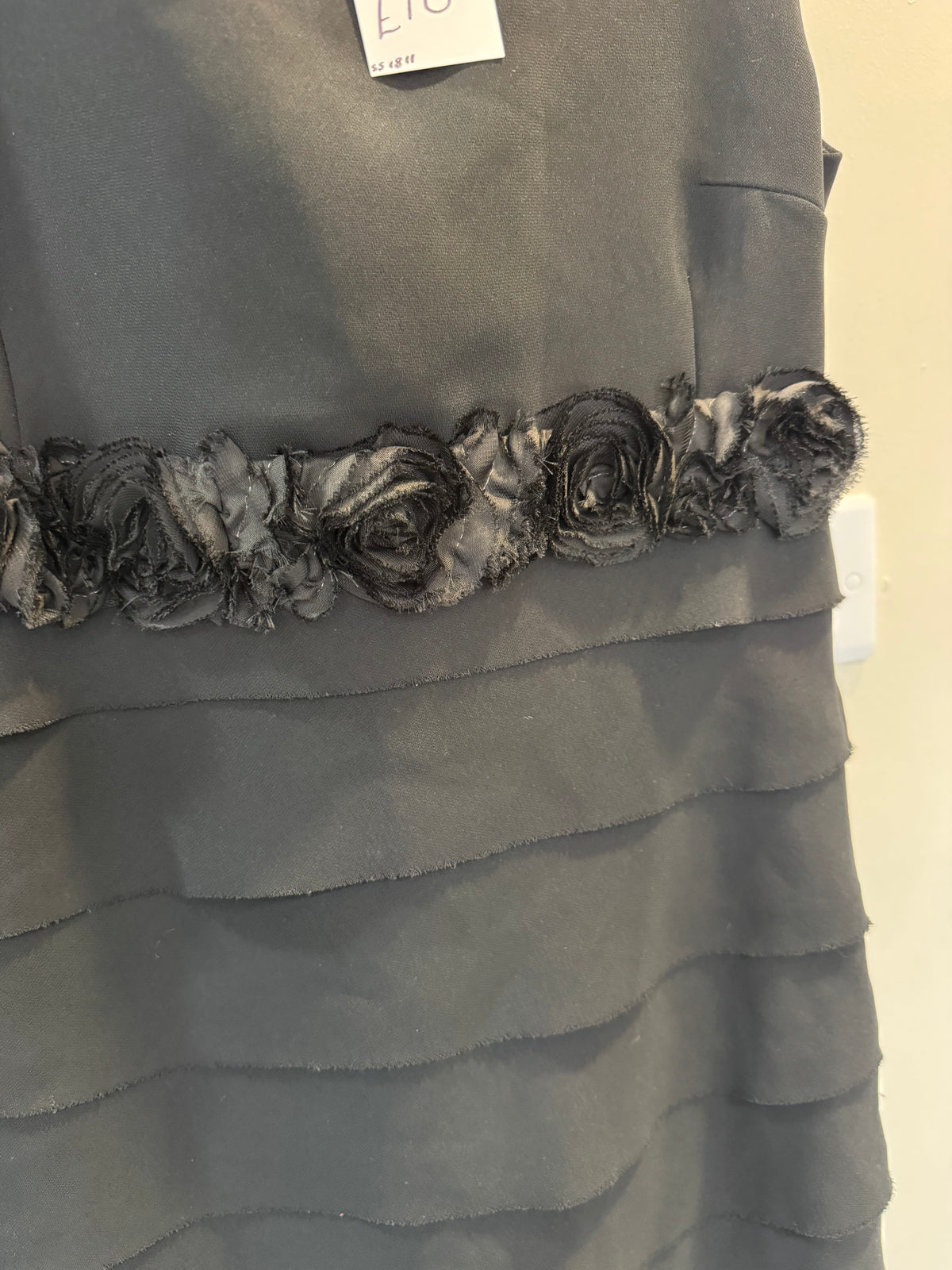 Rinascimento Black Floral Detail Tiered Dress Size S