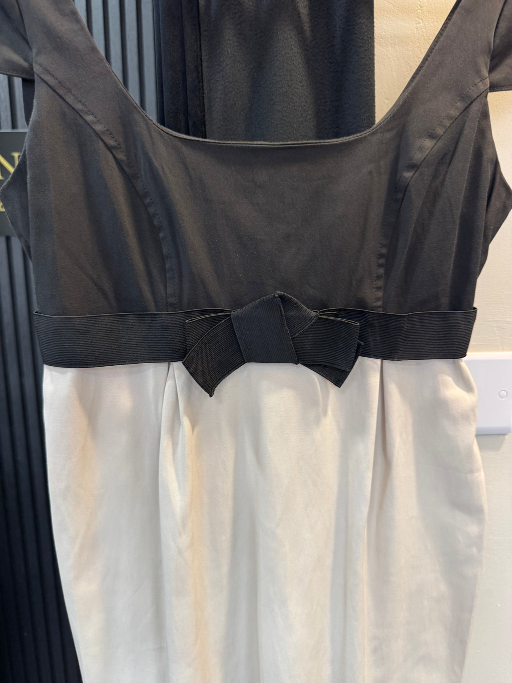 River Island Y2K Black & Cream Bow Detail Dress – Size 12