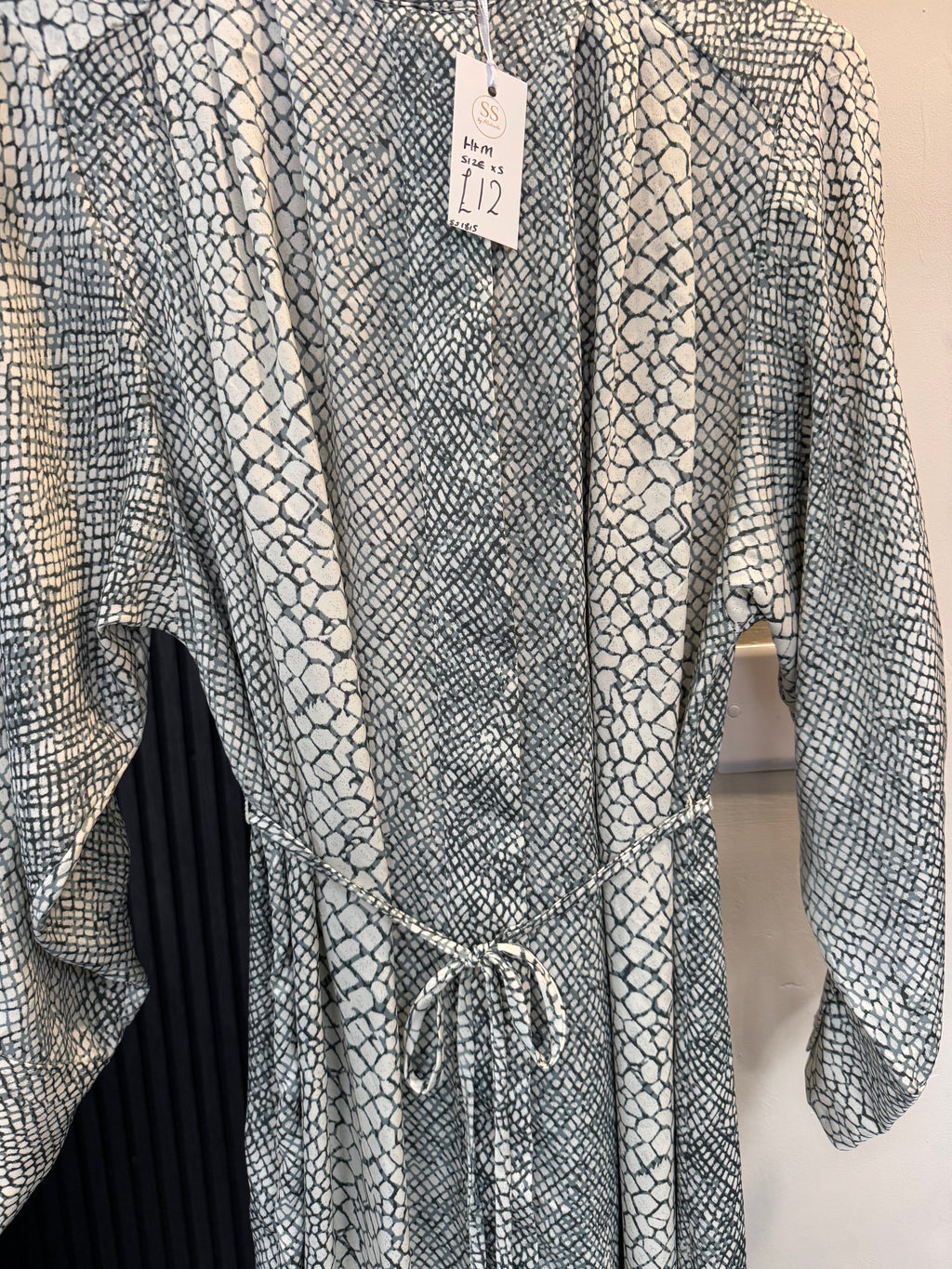 H&M Snakeskin Print Tie-Waist Midi Dress – Size XS