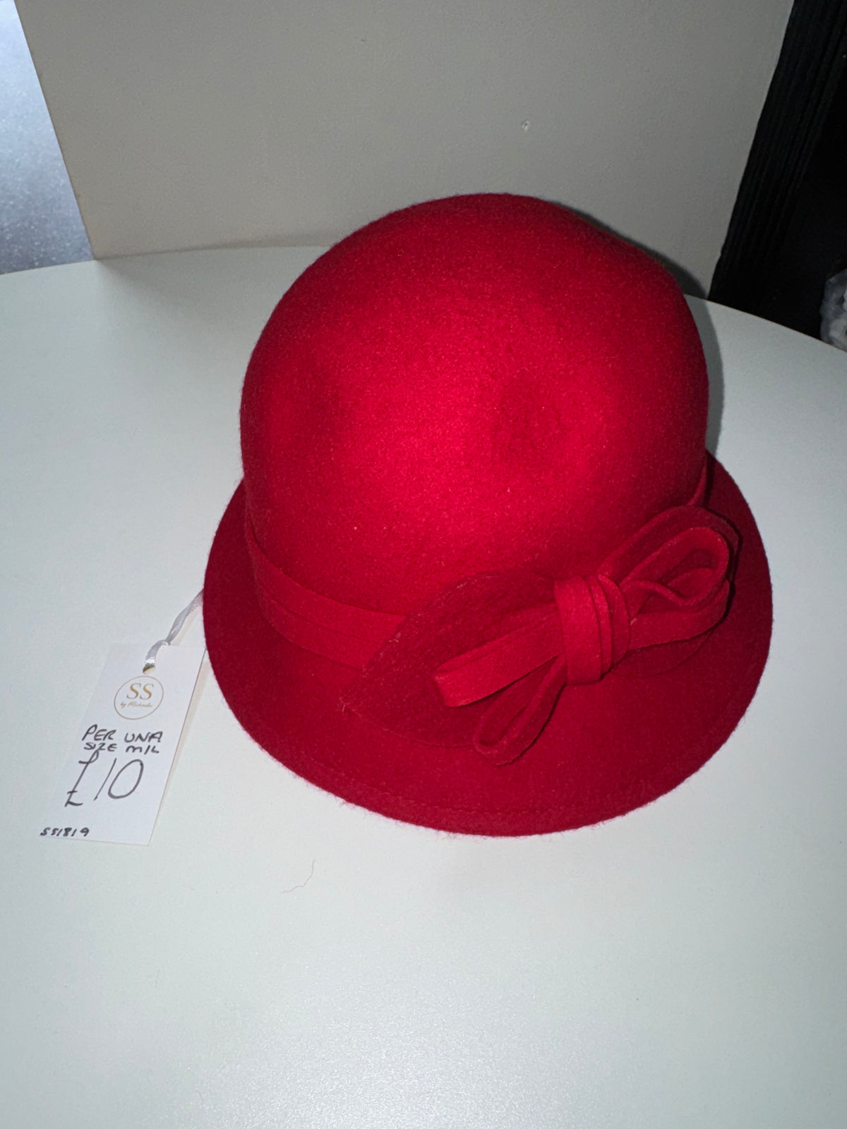 Per Una Red Bow Detail Cloche Hat – Size M/L