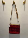David Jones Red Snake Print Crossbody Bag