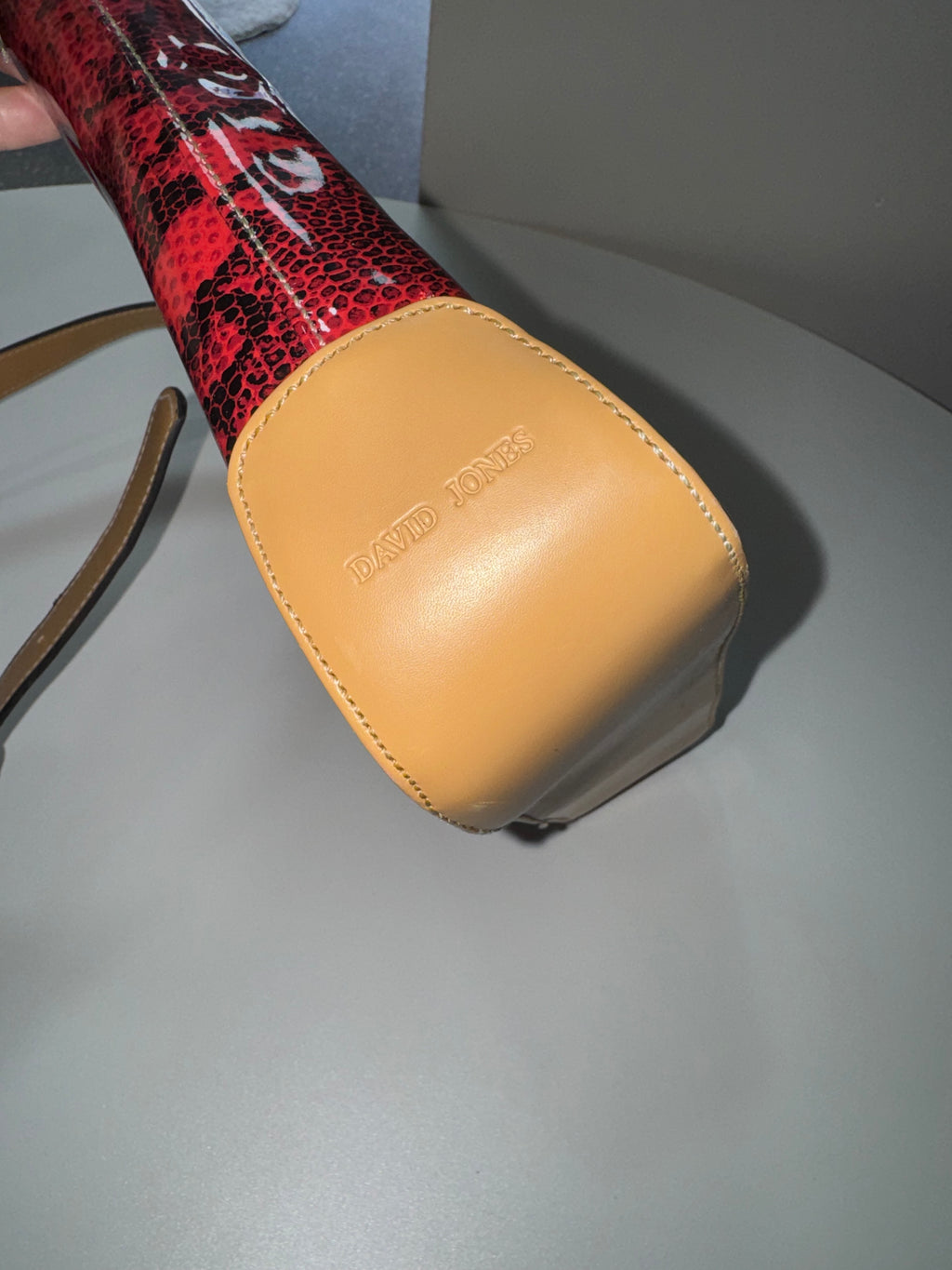 David Jones Red Snake Print Crossbody Bag